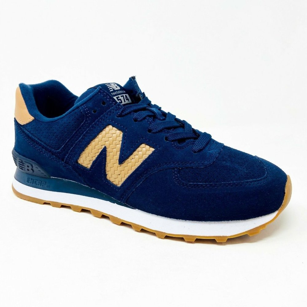 New Balance 574 Pigment Tan Woven Women Sneakers - Picture 2 of 5
